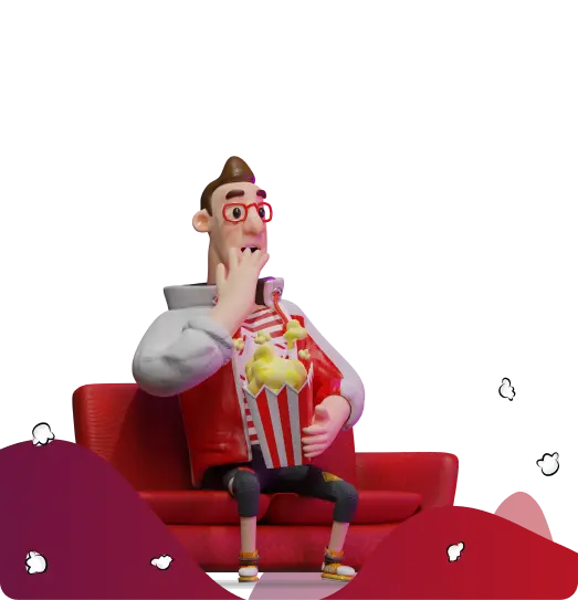 a man eats popcorn